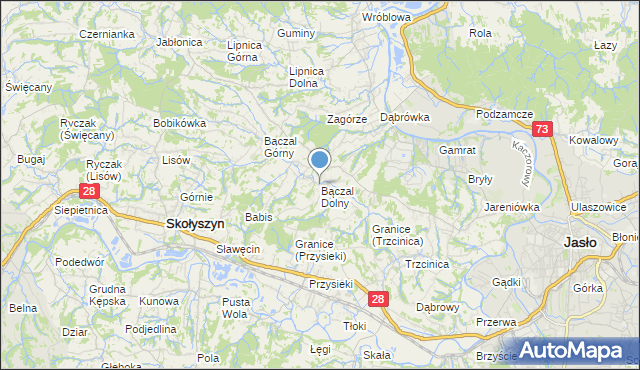 mapa Bączal Dolny, Bączal Dolny na mapie Targeo